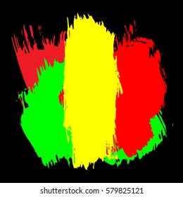 Abstract grunge painted scratched texture background . EPS10 vector illustration reggae colors green, yellow, red