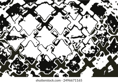 abstract grunge pattern. Black and white - X - sketch cross symbol on white background