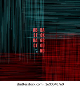 Abstract grunge pattern blue and red scratch lines on black background and texture. Vector illustration