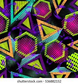 Abstract grunge pattern children for girls and boys. Creative vector the background with dots, triangle, lines, polygon.Funny wallpaper for textile and fabric. Fashion style.  Colorful bright.