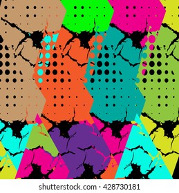 Abstract  grunge pattern for girls. Modern creative vector background for textile and fabric. Geometric colorful neon wallpaper. Repeat design
