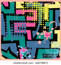 Abstract  grunge pattern for girls. Modern creative vector background for textile and fabric. Geometric colorful neon wallpaper. Repeat design