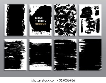 Abstract grunge patterns. Dry brush textures. Vector illustration set.