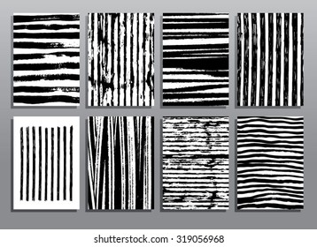 Abstract grunge patterns. Striped textures. Vector illustration set.