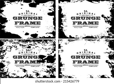 Abstract grunge photo frame set. Background vector texture