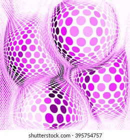 Abstract grunge pink polka dot 3d background pattern. Spotted halftone line illustration 