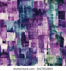 Abstract grunge pixelated pattern in shades of purple and teal. grunge lines ikat pattern, striped seamless pattern, Vector illustration background for print the paper.