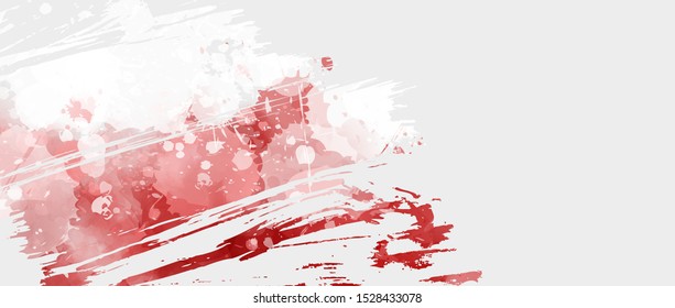 Abstract grunge Poland flag painted with watercolor paint splashes. Template for Polish national holiday background.