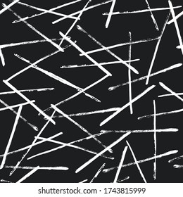 Abstract grunge print. Seamless pattern with brush lines. Vector illustration.