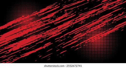 Fondo Abstractas del derrame de la pintura roja del grunge. Derrame de sangre sobre fondo negro