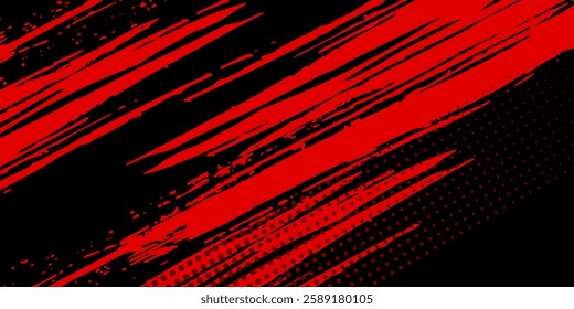 Abstract grunge red paint spill background. Blood spill on black background	

