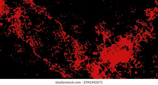 Abstract grunge red paint spill background. Blood spill on black background	
