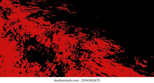 Abstract grunge red paint spill background. Blood spill on black background	

