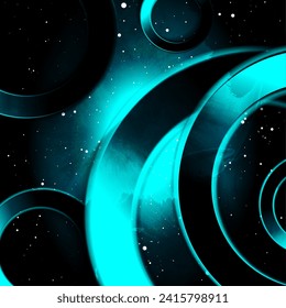 Abstrakter, geometrischer Hintergrund mit glänzenden Ringen. Vektorgrafik