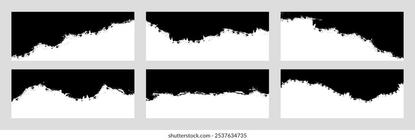 Abstract grunge rough edge header collection vector illustration.