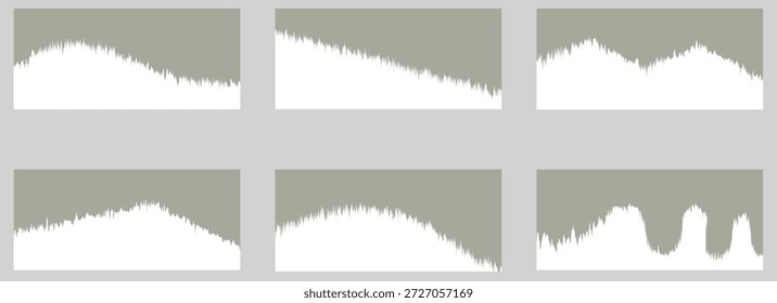 Abstract grunge rough edge header collection.  Curve Lines, Drops, Wave Collection. Vector Illustration. 