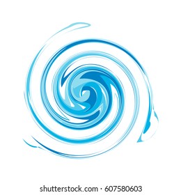 Abstract grunge round template for the logo. Blobs for creating banners, design of products, posters and flyers. Twisted icon. Dynamic symbol in blue and turquoise.