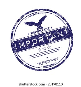 Abstract grunge rubber office stamp with a small eagle shape and the word important written in the middle