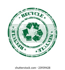 Abstract grunge rubber office stamp with the word recycle written around the stamp