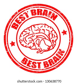 Abstract grunge rubber stamp with brain shape and the text best brain written inside, vector illustration