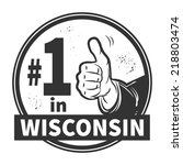 Abstract grunge rubber stamp or label with text Number One in Wisconsin written inside, vector illustration