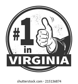 Abstract grunge rubber stamp or label with text Number One in Virginia written inside, vector illustration