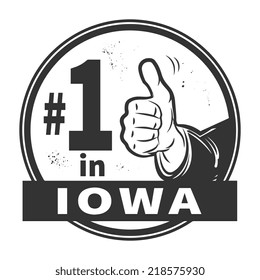 Abstract grunge rubber stamp or label with text Number One in Iowa written inside, vector illustration