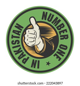 Abstract grunge rubber stamp or label with text Number One in Pakistan written inside, vector illustration
