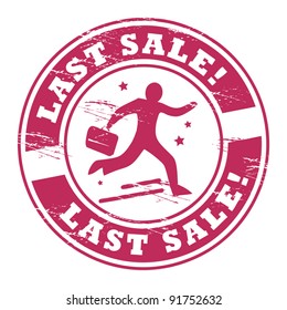 Abstract grunge rubber stamp with running man and the words Last Sale written inside the stamp, vector illustration