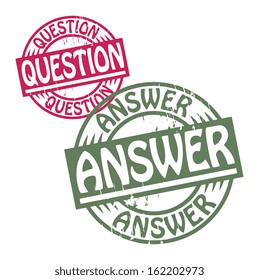 Abstract grunge rubber stamp set with the text Question - Answer written inside the stamp, vector illustration