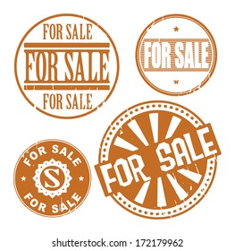 Abstract grunge rubber stamp set with the text For Sale written inside the stamp, vector illustration