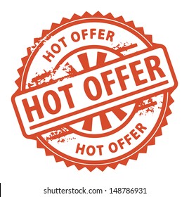 Abstract grunge rubber stamp with the text Hot Offer written inside the stamp, vector illustration