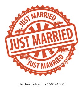 Abstract grunge rubber stamp with the text Just Married written inside the stamp, vector illustration