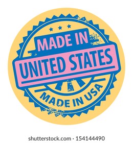 Abstract grunge rubber stamp with the text Made in United States written inside the stamp, vector illustration