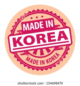 Abstract grunge rubber stamp with the text Made in Korea written inside the stamp, vector illustration
