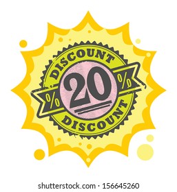 Abstract grunge rubber stamp with the text 20 percent Discount, written inside the stamp, vector illustration