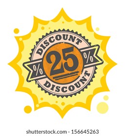 Abstract grunge rubber stamp with the text 25 percent Discount, written inside the stamp, vector illustration