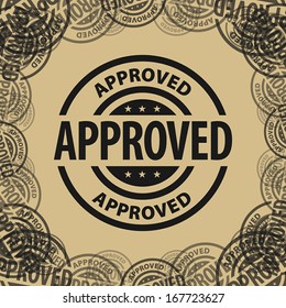 Abstract grunge rubber stamp with the text Approved written inside the stamp, vector illustration