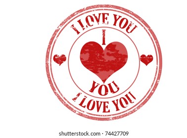 Abstract grunge rubber stamp with the text I love you written inside the stamp, vector illustration