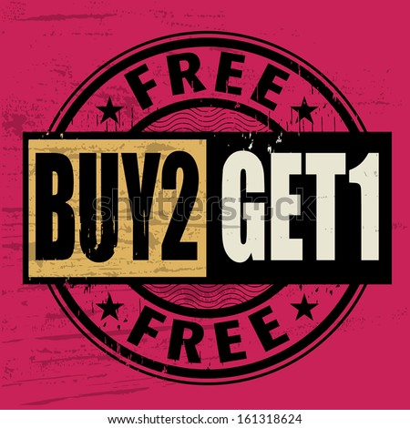 Abstract grunge rubber stamp with the text Buy 2 Get 1 Free written inside the stamp, vector illustration