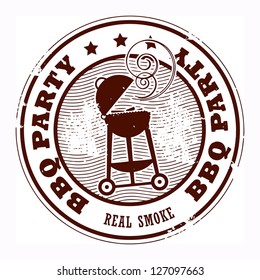 Abstract grunge rubber stamp with the word BBQ party written inside the stamp, vector illustration