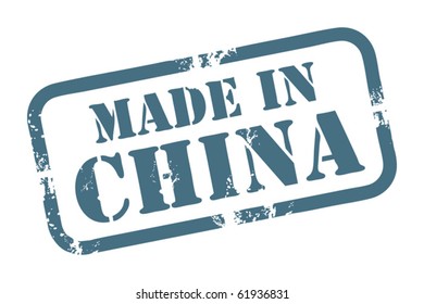 Abstract grunge rubber stamp with the word Made in China written inside the stamp, vector illustration