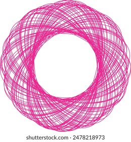 An abstract grunge scribble circular shape outline design element.