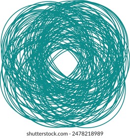 An abstract grunge scribble circular shape outline design element.
