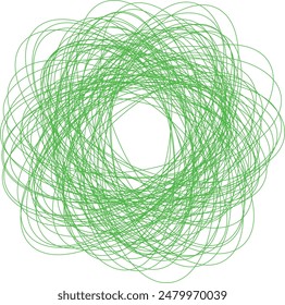 An abstract grunge scribble circular shape outline design element.