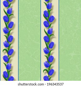 abstract grunge seamless background with blue tulips