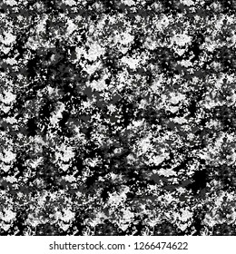 Abstract grunge seamless pattern black and white. Distress background for create vintage, aging, futuristic, antiquity textures with noise, dust particles, small dots, speck. Vector illustration.
