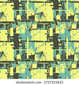 Padrão sem emenda Grunge abstrato com quadrados caóticos