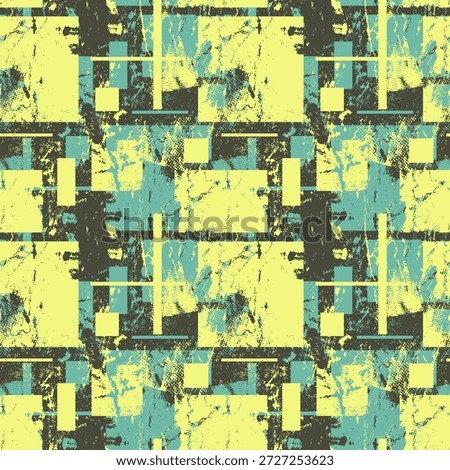 Abstract Grunge Seamless Pattern with Chaotic Squares