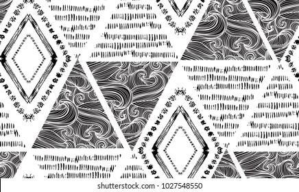 Abstract grunge seamless pattern with dots, lines, brush strokes, ,design element. Organic texture. Can be used for invitations, greeting cards, scrapbooking, print, gift wrap, manufacturing